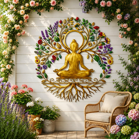 Buddha Metal Wall Decor, Garden Wall Art, Spiritual Wall Art, Zen Art, Yoga Meditation Room, Meditation Decor, Peaceful Home Accents