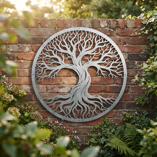 Tree of Life Metal Wall Art, Round Garden Decor, Outdoor Patio Wall Hanging, Rustic Patio and Home Accent, Housewarming Gift