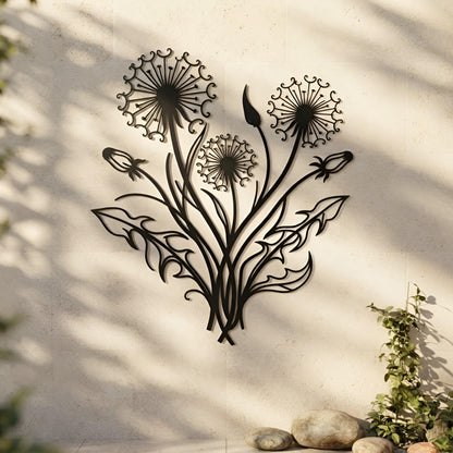 Dandelion Flower Metal Wall Art, Flower Garden Decor, Botanical Dandelion Flower Garden Accent , Flower Lovers Gift,  Home Decor