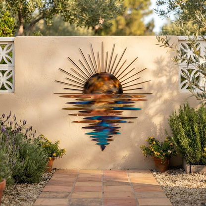 Sunrise Ocean Metal Wall Art, Sunset Lake Decor, Sunburst Water Reflection Sign, Beach House Decor, Modern Home Decor