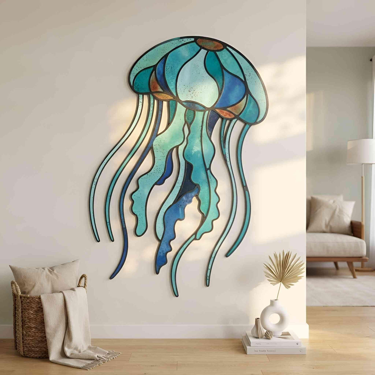 Jellyfish Metal Wall Art, Ocean Coastal Decor, Nautical Wall Hanging, Beach House Wall Decor, Sea Life Home Accent