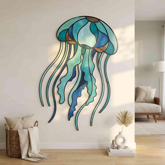 Jellyfish Metal Wall Art, Ocean Coastal Decor, Nautical Wall Hanging, Beach House Wall Decor, Sea Life Home Accent