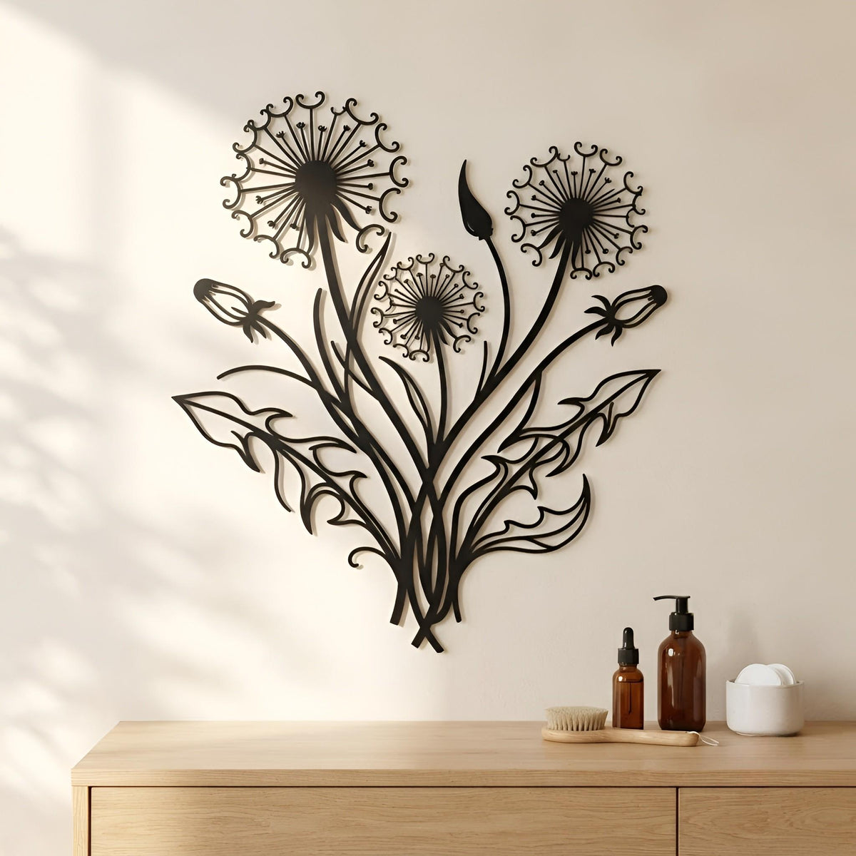 Dandelion Flower Metal Wall Art, Flower Garden Decor, Botanical Dandelion Flower Garden Accent , Flower Lovers Gift,  Home Decor