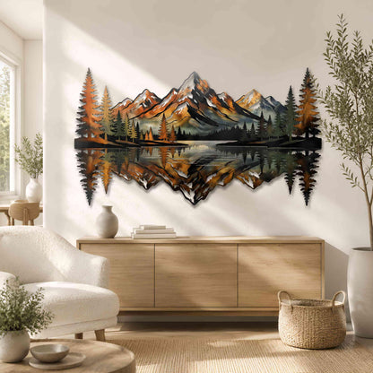 Mountain Lake Metal Wall Art, Mountain Forest Landscape Wall Decor, Rustic Cabin Decor, Nature Metal Art, Lake House Decor,Housewarming Gift