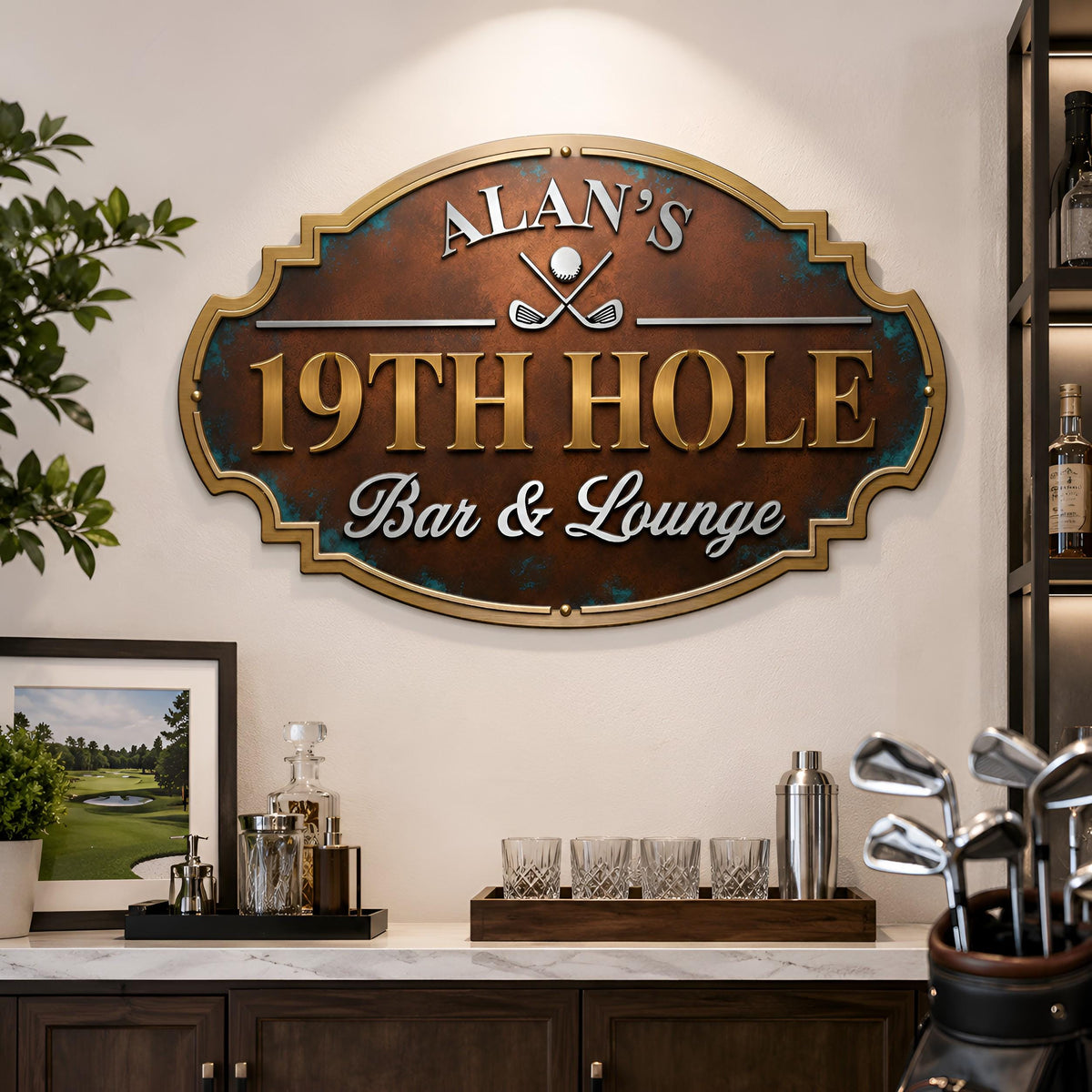 Personalized Golf Bar Metal Sign, Custom Name Metal Wall Art, Golf Lounge Decor, Home Bar Sign, Golfer Gift, Man Cave Decoration