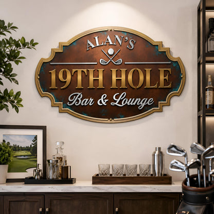 Personalized Golf Bar Metal Sign, Custom Name Metal Wall Art, Golf Lounge Decor, Home Bar Sign, Golfer Gift, Man Cave Decoration