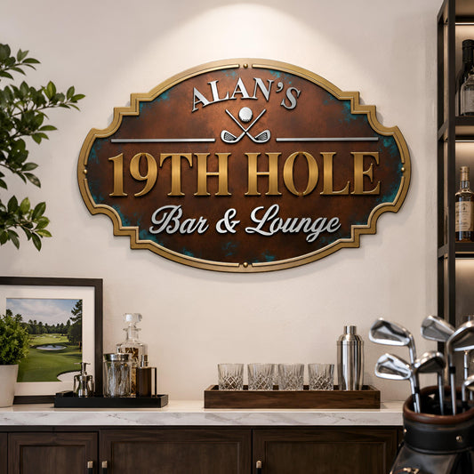 Personalized Golf Bar Metal Sign, Custom Name Metal Wall Art, Golf Lounge Decor, Home Bar Sign, Golfer Gift, Man Cave Decoration