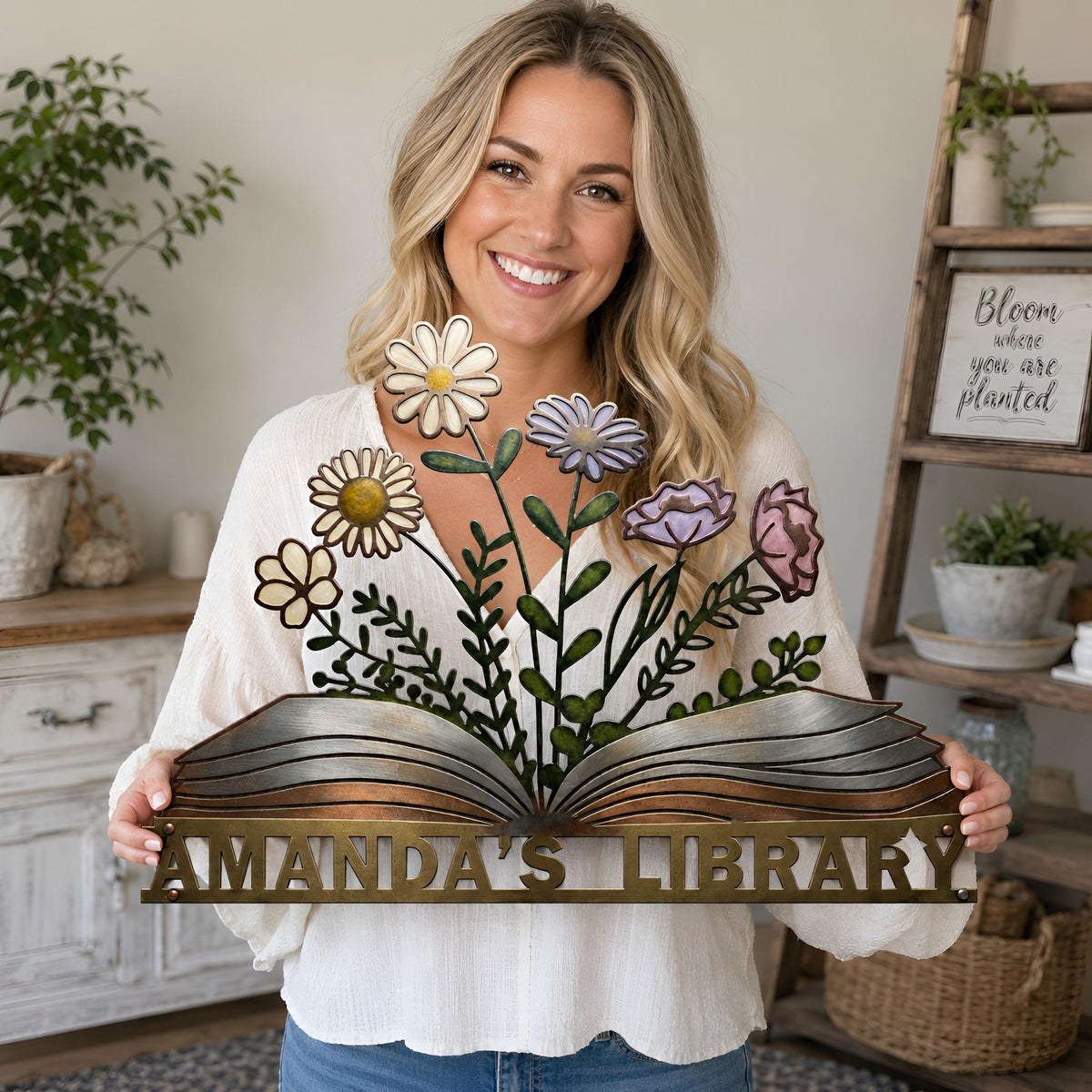 Personalized Library Metal Sign, Custom Book Nook Sign,Reading Room Sign Decor, Book Metal Wall Art, Book Club Decor,Bookshelf Sign
