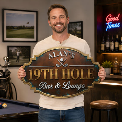 Personalized Golf Bar Metal Sign, Custom Name Metal Wall Art, Golf Lounge Decor, Home Bar Sign, Golfer Gift, Man Cave Decoration